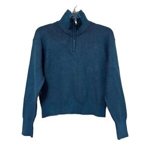 Revolve Stitches & Stripes Eva Half Zip Ribbed Sweater‎ Sweatshirt Size XL Blue